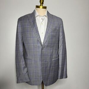 XXXX REDA MILANO Collection Mens Grey Purple Plaid Blazer Sport Coat 40R